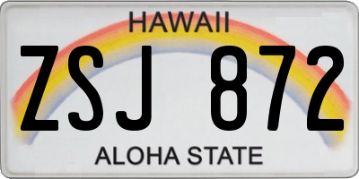 HI license plate ZSJ872