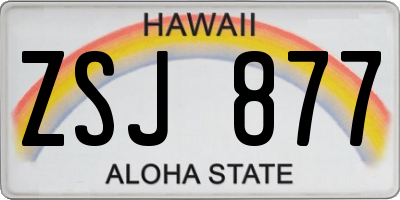 HI license plate ZSJ877