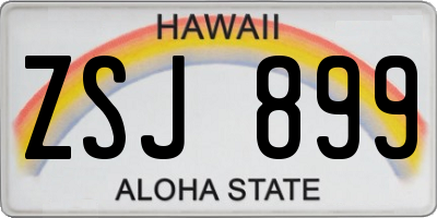 HI license plate ZSJ899