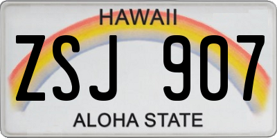 HI license plate ZSJ907