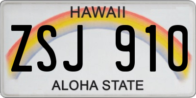 HI license plate ZSJ910