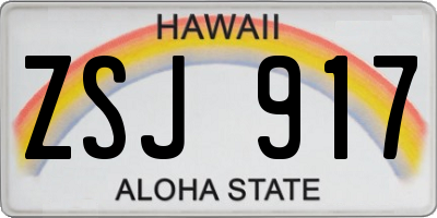 HI license plate ZSJ917