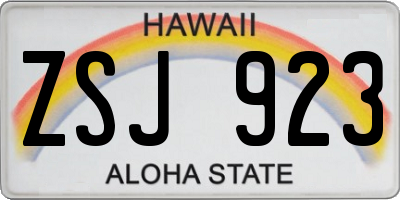 HI license plate ZSJ923