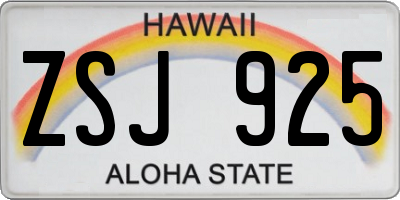 HI license plate ZSJ925