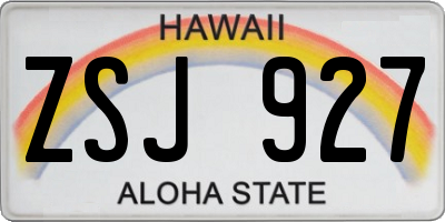 HI license plate ZSJ927