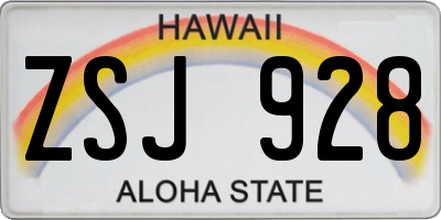 HI license plate ZSJ928