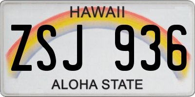 HI license plate ZSJ936