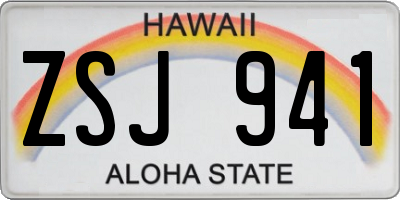 HI license plate ZSJ941