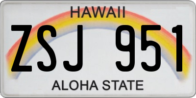 HI license plate ZSJ951