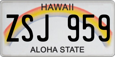 HI license plate ZSJ959