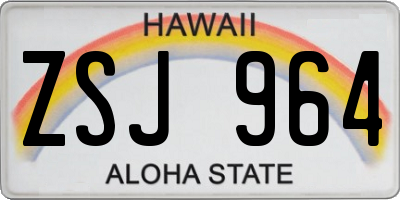 HI license plate ZSJ964