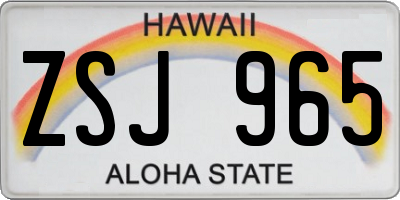 HI license plate ZSJ965