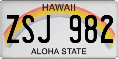 HI license plate ZSJ982