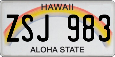 HI license plate ZSJ983