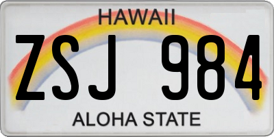 HI license plate ZSJ984