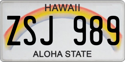 HI license plate ZSJ989