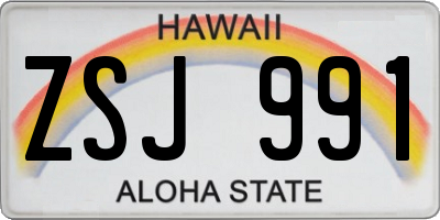 HI license plate ZSJ991