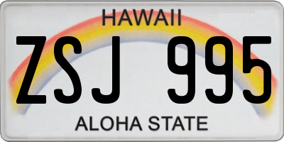 HI license plate ZSJ995