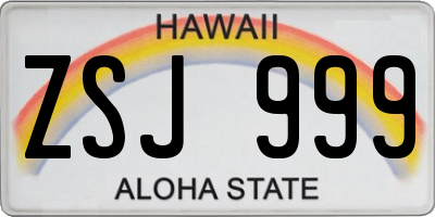 HI license plate ZSJ999