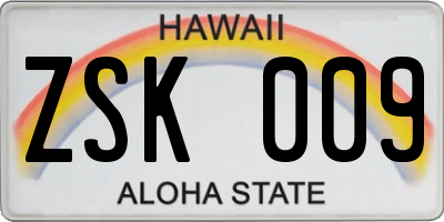 HI license plate ZSK009