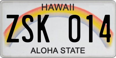 HI license plate ZSK014