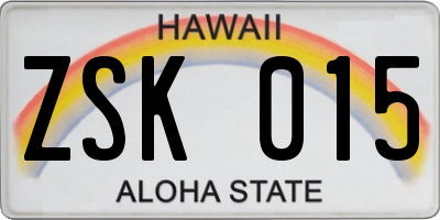 HI license plate ZSK015