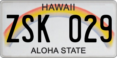 HI license plate ZSK029