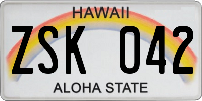 HI license plate ZSK042