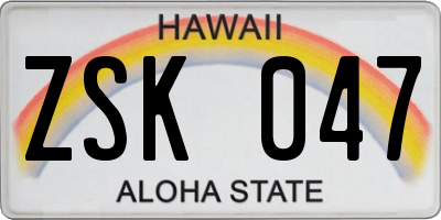 HI license plate ZSK047