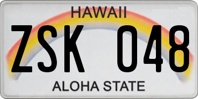 HI license plate ZSK048