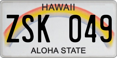HI license plate ZSK049
