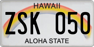 HI license plate ZSK050