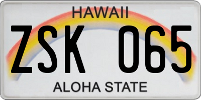 HI license plate ZSK065