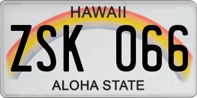 HI license plate ZSK066