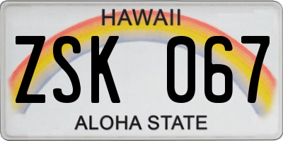 HI license plate ZSK067