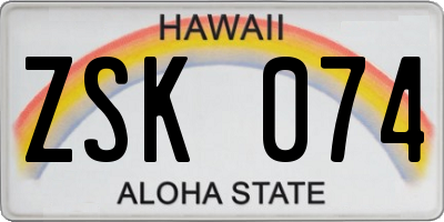 HI license plate ZSK074