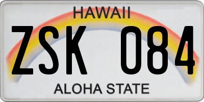 HI license plate ZSK084