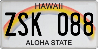 HI license plate ZSK088