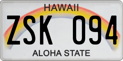 HI license plate ZSK094