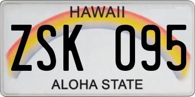 HI license plate ZSK095