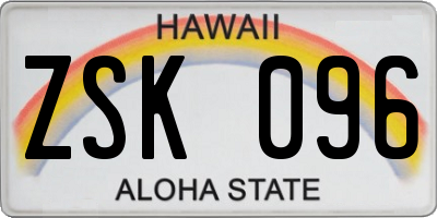 HI license plate ZSK096