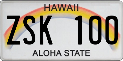 HI license plate ZSK100