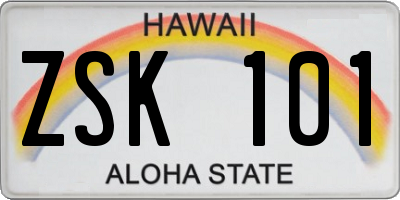 HI license plate ZSK101