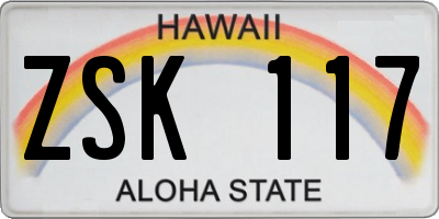 HI license plate ZSK117