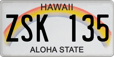 HI license plate ZSK135