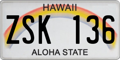 HI license plate ZSK136