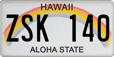 HI license plate ZSK140