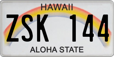 HI license plate ZSK144
