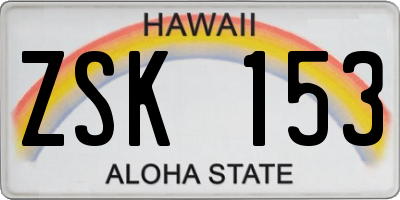 HI license plate ZSK153