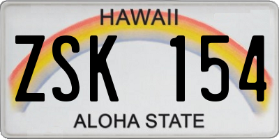 HI license plate ZSK154